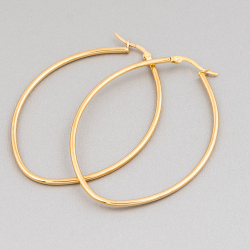 Boucles d'oreilles Acier Ovale Lisse 65mm 4 Paires Doré
