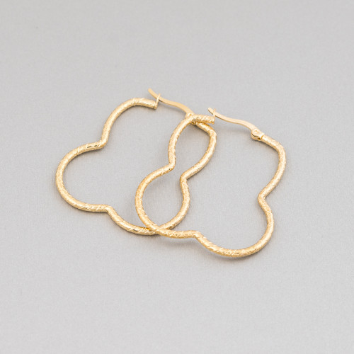 Boucles d'Oreilles Fantaisie Acier 37x42mm 5 Paires Doré