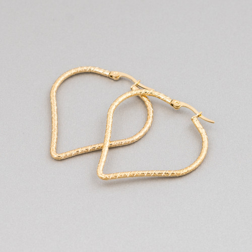 Boucles d'Oreilles Fantaisie Acier 37x44mm 5 Paires Doré