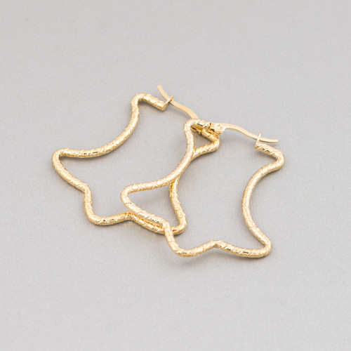 Boucles d'Oreilles Fantaisie Acier 40x38mm 5 Paires Doré