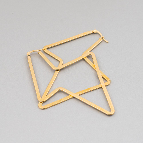 Boucles d'Oreilles Fantaisie Acier 64x85mm 4 Paires Lisse Doré