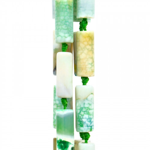 Δίχρωμος γραμμωτός κυλινδρικός αχάτης 8x20mm Ανοιχτό πράσινο