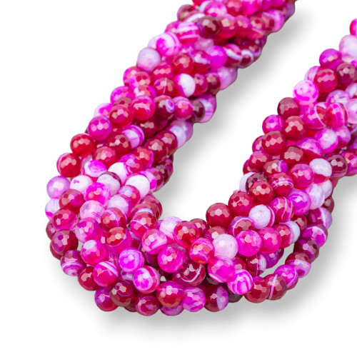 Striped Fuchsia Agate Faceted 08mm Ruby