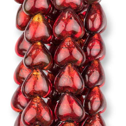 Murano Glass Beads Heart 12mm 21pcs Red