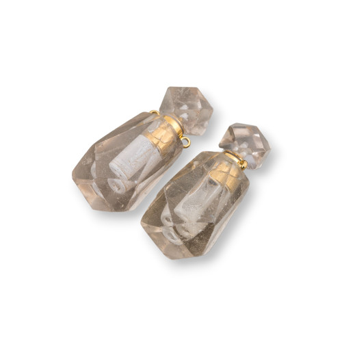 MOD3 Semi-precious Stone Bottle Pendant Component 2pcs Clear Smoky Quartz