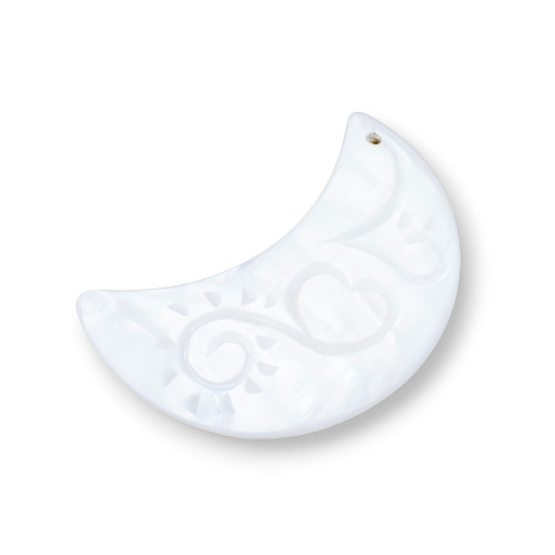 White Mother of Pearl Pendant Component MOD58 20x40mm 2pcs
