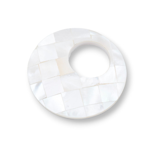 White Mother of Pearl Pendant Component MOD62 37mm 1pc