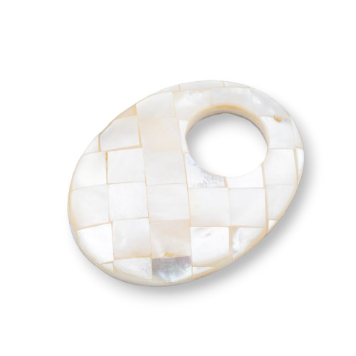 White Mother of Pearl Pendant Component MOD63 30x40mm 1pc
