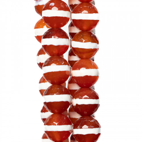 Faceted Tibetan Agate 10mm Red Striped