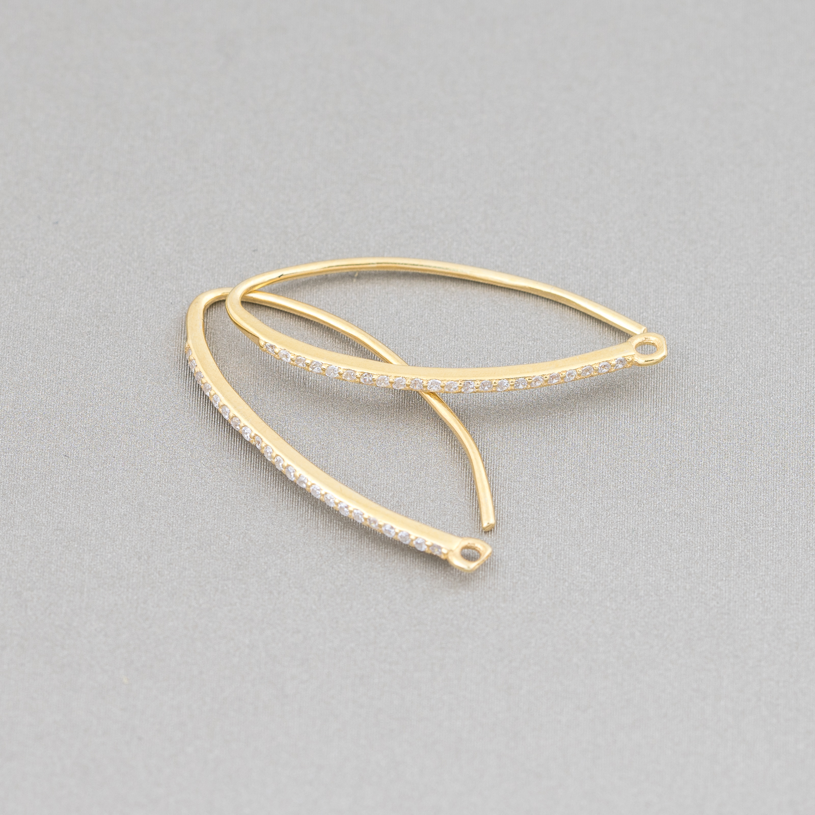 Base Per Orecchini Di Argento 925 Con Zirconi Monachella 1,5x29mm 5 Paia Dorato