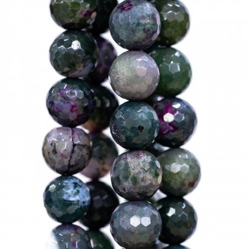 Faceted Tourmaline Moss Agate 12mm