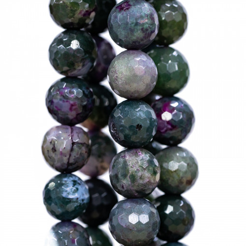 Faceted Tourmaline Moss Agate 16mm