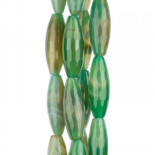 Green Striped Rice Agate Faceted 15x30mm