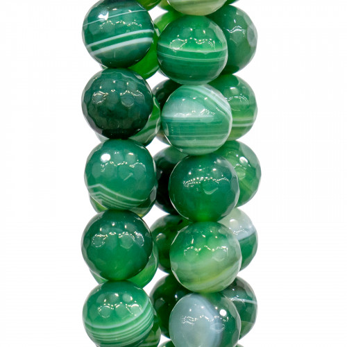 Faceted Striped Green Agate 20mm
