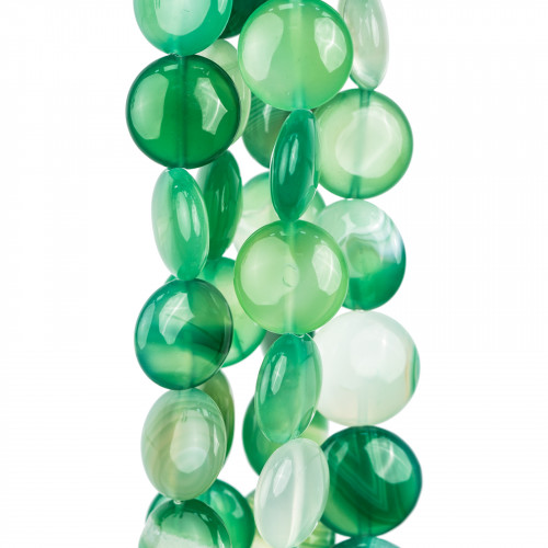 Green Striped Agate Round Smooth Flat 16mm