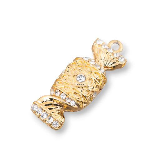 Candy Brass Pendant Pendant With Zircons 18x50mm Golden