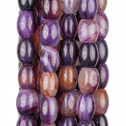 Striped Purple Agate Barrel 10x13mm Shaded