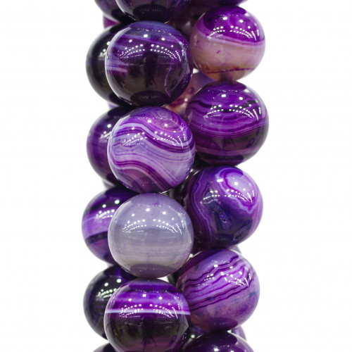 Purple Agate Striated Round Smooth 18mm Intense