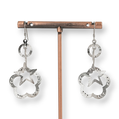 Boucles d'oreilles en argent 925 avec pendentifs en filigrane de diamants Mod1 23x54mm