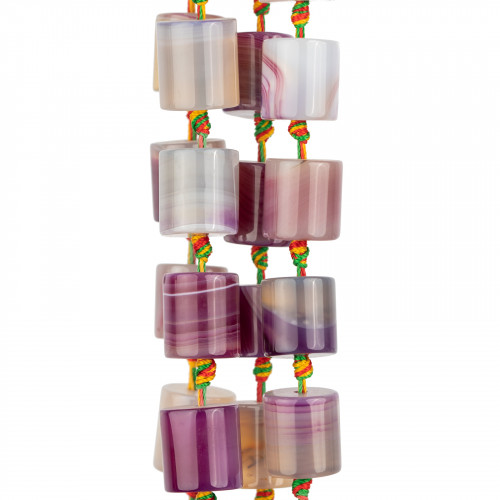 Striped Purple Agate Cylinder 16x18mm Clear