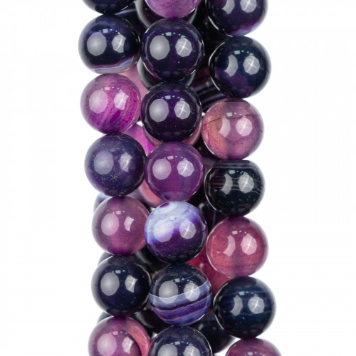 Purple Agate Striated Round Smooth 12mm