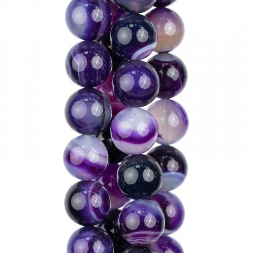 Purple Agate Striated Round Smooth 14mm