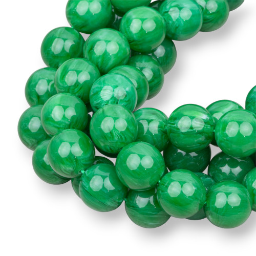 Resin Imitation of Burmese Jade Green Round Smooth 12mm