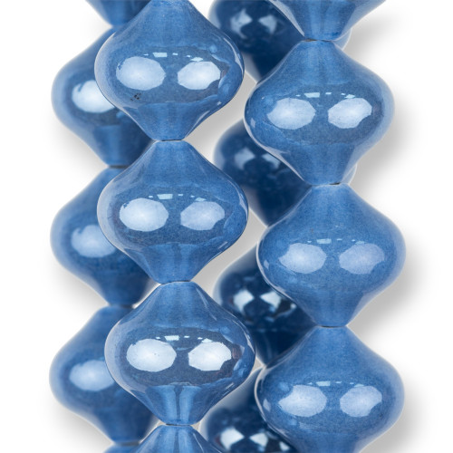 Glossy Ceramic Spinning Top Shape 22x21mm Light Blue