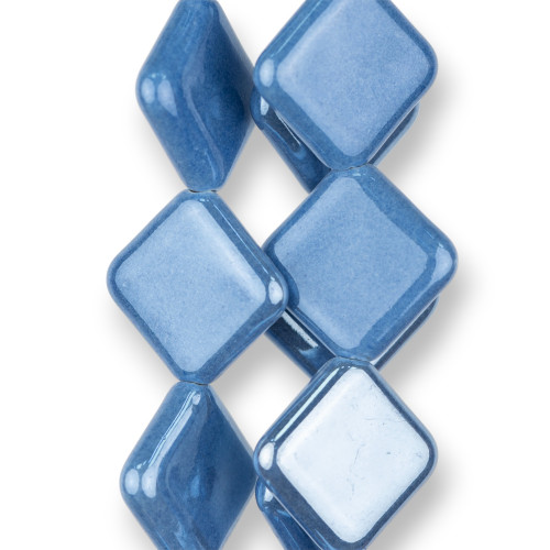 Polished Ceramic Rhombus 21mm Light Blue