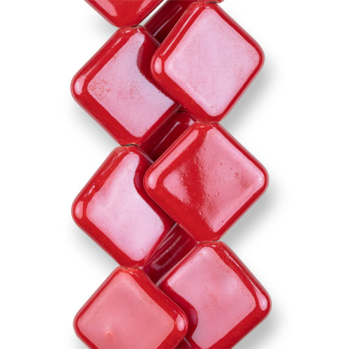 Polished Ceramic Rhombus 21mm Red