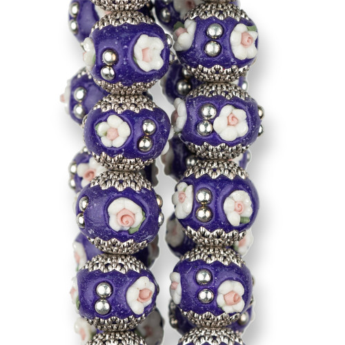 Baroque Style Ceramic Balls 17x14mm 23pcs Purple