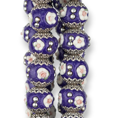 Boules en Céramique Style Baroque 17x14mm 23pcs Violet