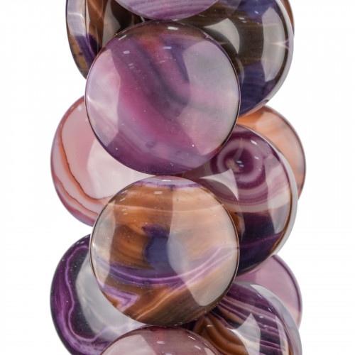 Agate violette rayée ronde plate 35-50mm ombrée