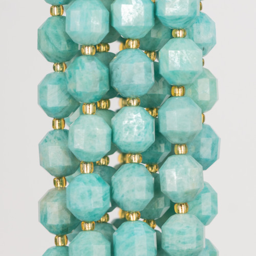 Amazonite Ball Faceted Cylindrical Cut 7x8mm Clear