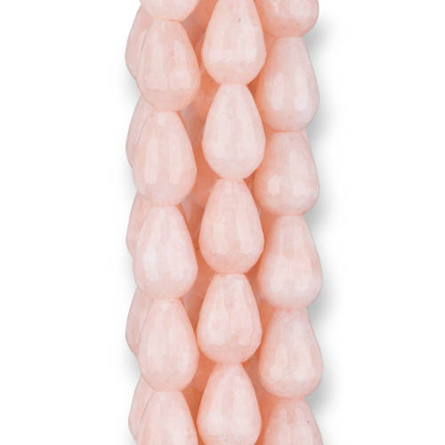 Pink Jade Morganite Faceted Briolette Drops 10x14mm