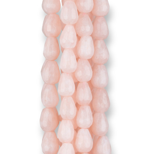 Ροζ Jade Morganite Faceted Briolette Drops 6x9mm