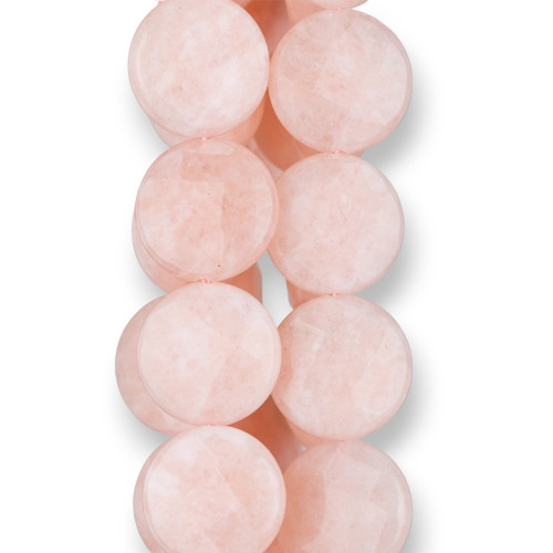 Ροζ Morganite Jade Στρογγυλό Λείο Επίπεδο 25mm