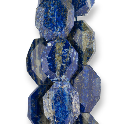 Raw Blue Lapis Lazuli Faceted Flat Stone 30x40mm