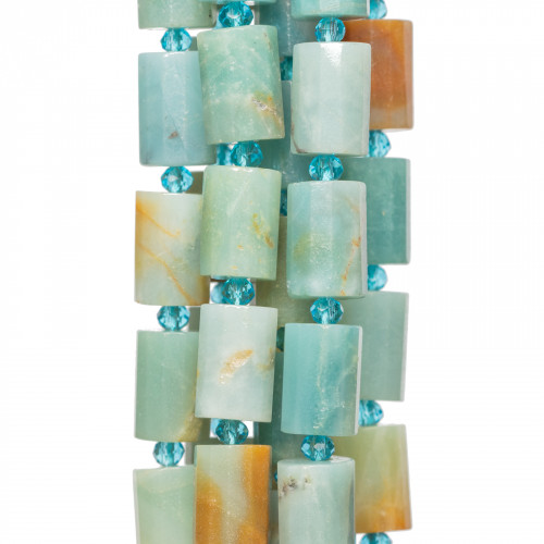 Mehrfarbiger, facettierter Prismenzylinder aus Amazonit, 10 x 14 mm
