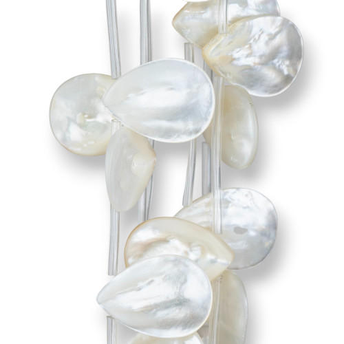 White Mother of Pearl Flat Drops horizontal 18x25mm