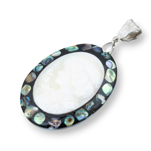Oval Cameo Mother of Pearl Pendant 40x55mm