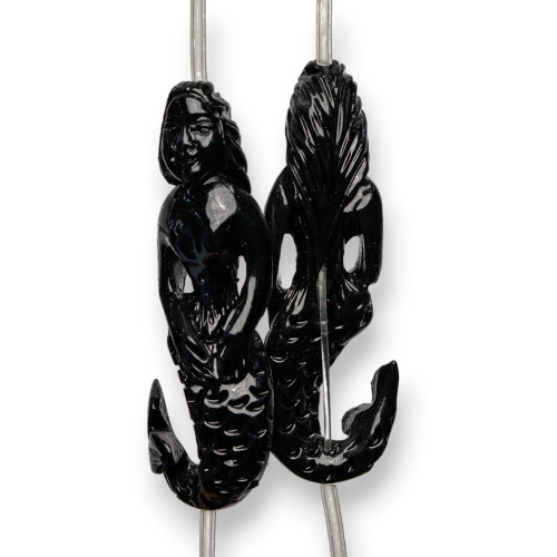 Mermaid Wire Resin Beads 18x54mm 6pcs Black