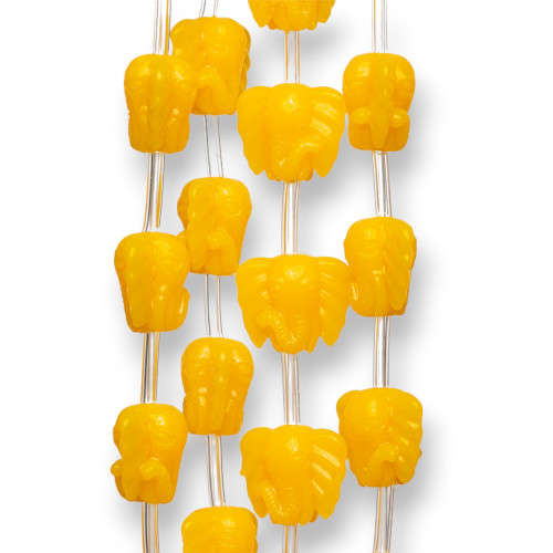 Cuentas de resina con cabeza de elefante, 14 mm, 20 piezas, color amarillo