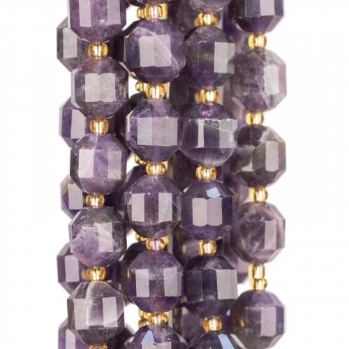 Amethyst Ball Faceted Κυλινδρική κοπή 9x10mm Τραχύ