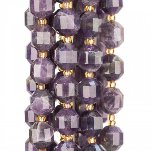 Amethyst Ball Faceted Κυλινδρική κοπή 9x10mm Τραχύ