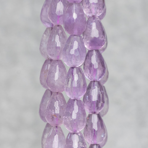 Clear Amethyst Faceted Briolette Drops 10x14mm Lavender
