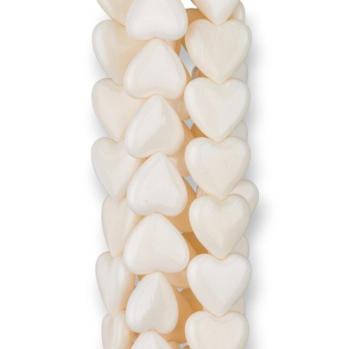 Smooth Natural Bone Flat Heart 12mm