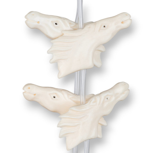 White Horse Head Bone 50x25mm 10pcs