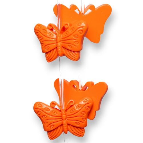 Perles en Résine Papillon Simple Face 18x28mm 11pcs Orange