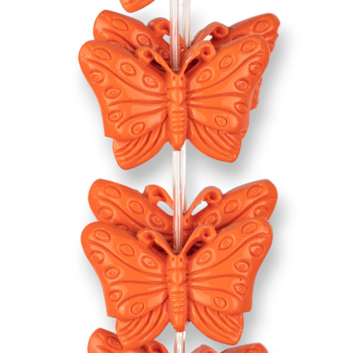 Perline Di Resina Farfalla Bifaccia 40x28mm 10pz Arancio